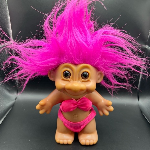 Russ Other - Vintage Russ Troll Doll Pink Hair Two Piece Swim Bathing Suit Pink Bikini
